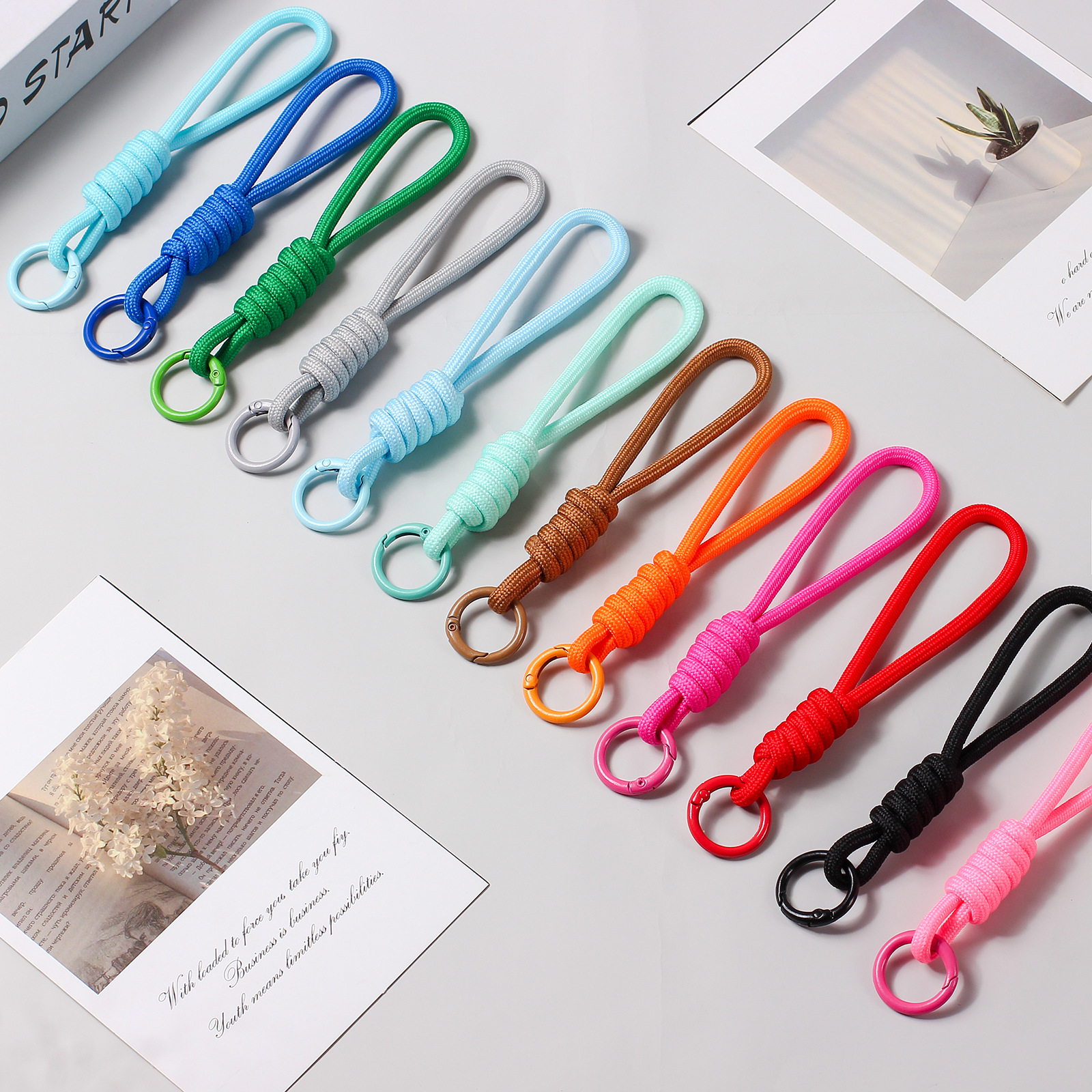 Popular Creative Simple Mobile Phone Lanyard Doll Card Holder Boarding Pass School Bag Keychain Colorfulful Braided Rope Hanging Jewelry
