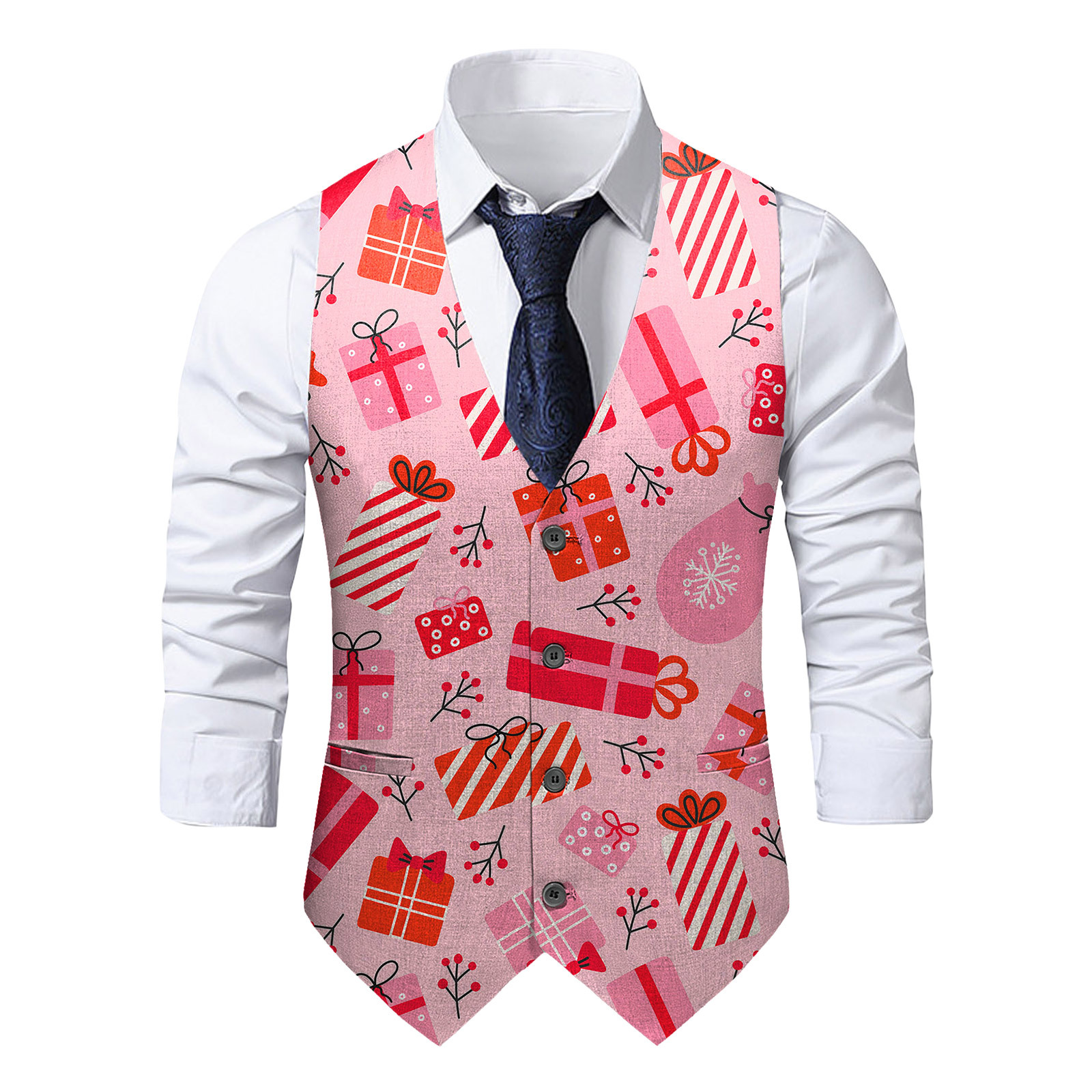2022 Cross-Border Aliexpress Amazon Slim Youth Single-Breasted Ready-Made Printed Suit Vest No-Iron Fashion