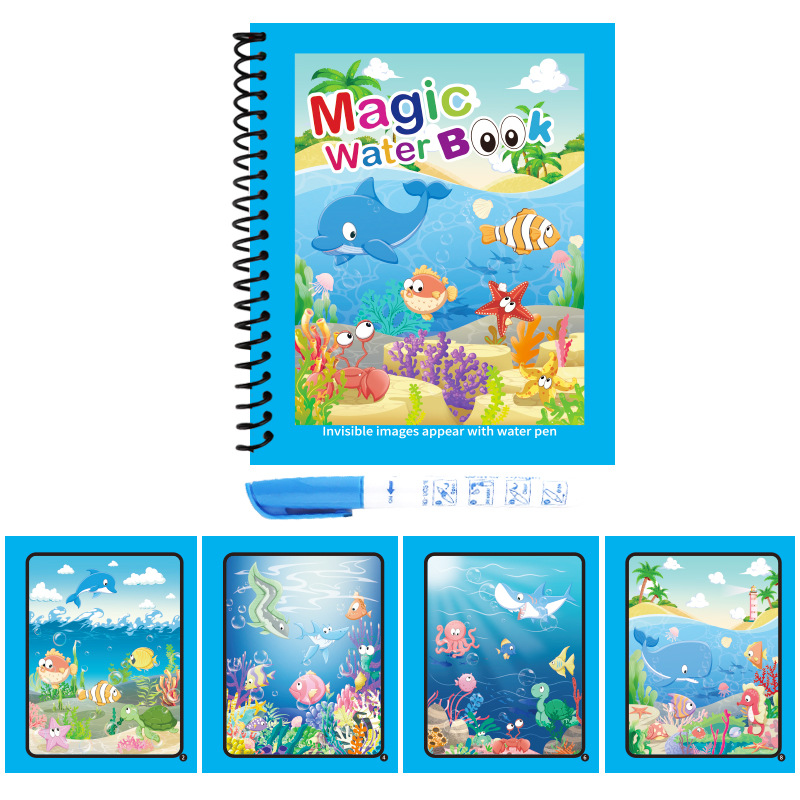 Children's magic water painting book graffiti painting book thickened painting with pen touch water painting kindergarten boys and girls