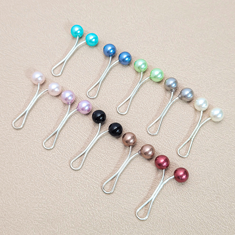 Cross-border Color Pearl U-shaped Silk Towel Buckle Fashion Women's Cover Headscarf Neck Clip Scarf Fixed Clip Pin Brooch