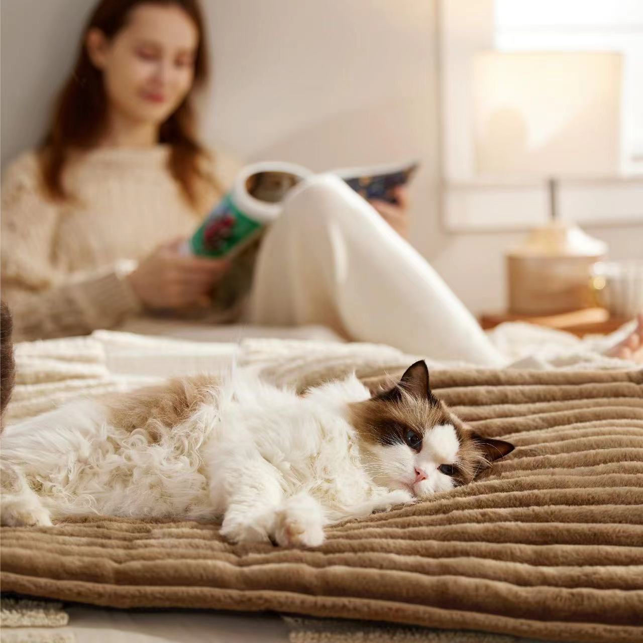 Amazon Cross-Border New Popular Pet Rabbit Fur Warm Pet Mat for Cats and Dogs Universal Factory Direct Sales in Stock