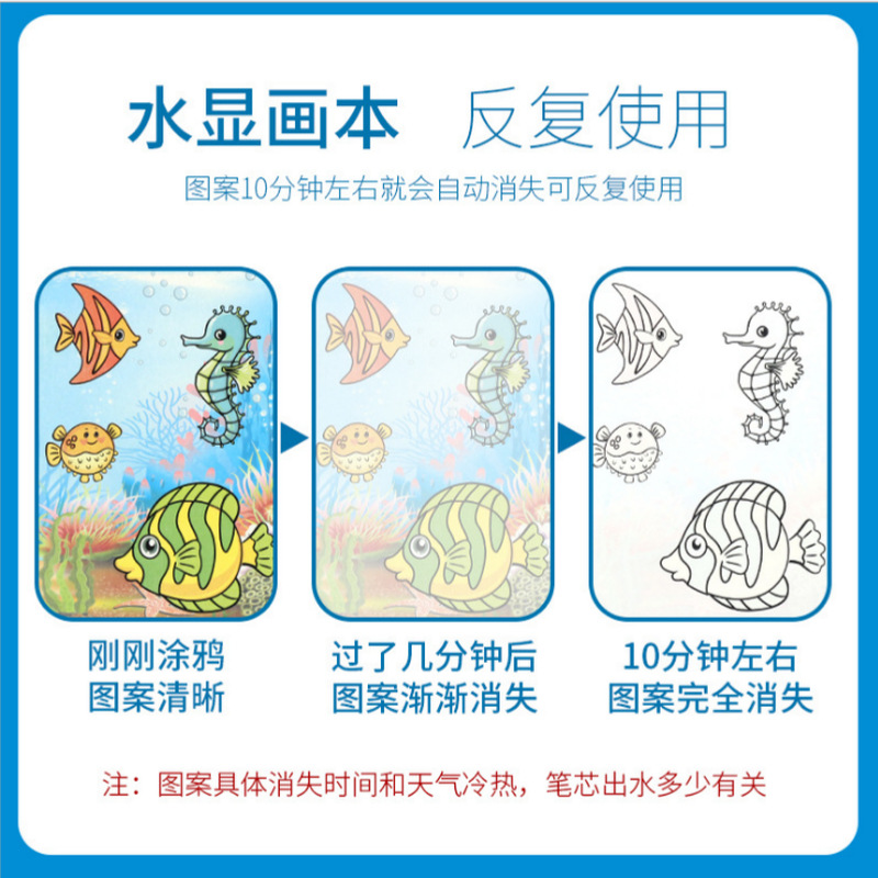 Magic Magic Graffiti Water Painting Book Children's Kindergarten Baby Painting Book Repeatedly Fill in Color Book Princess Water Painting Book