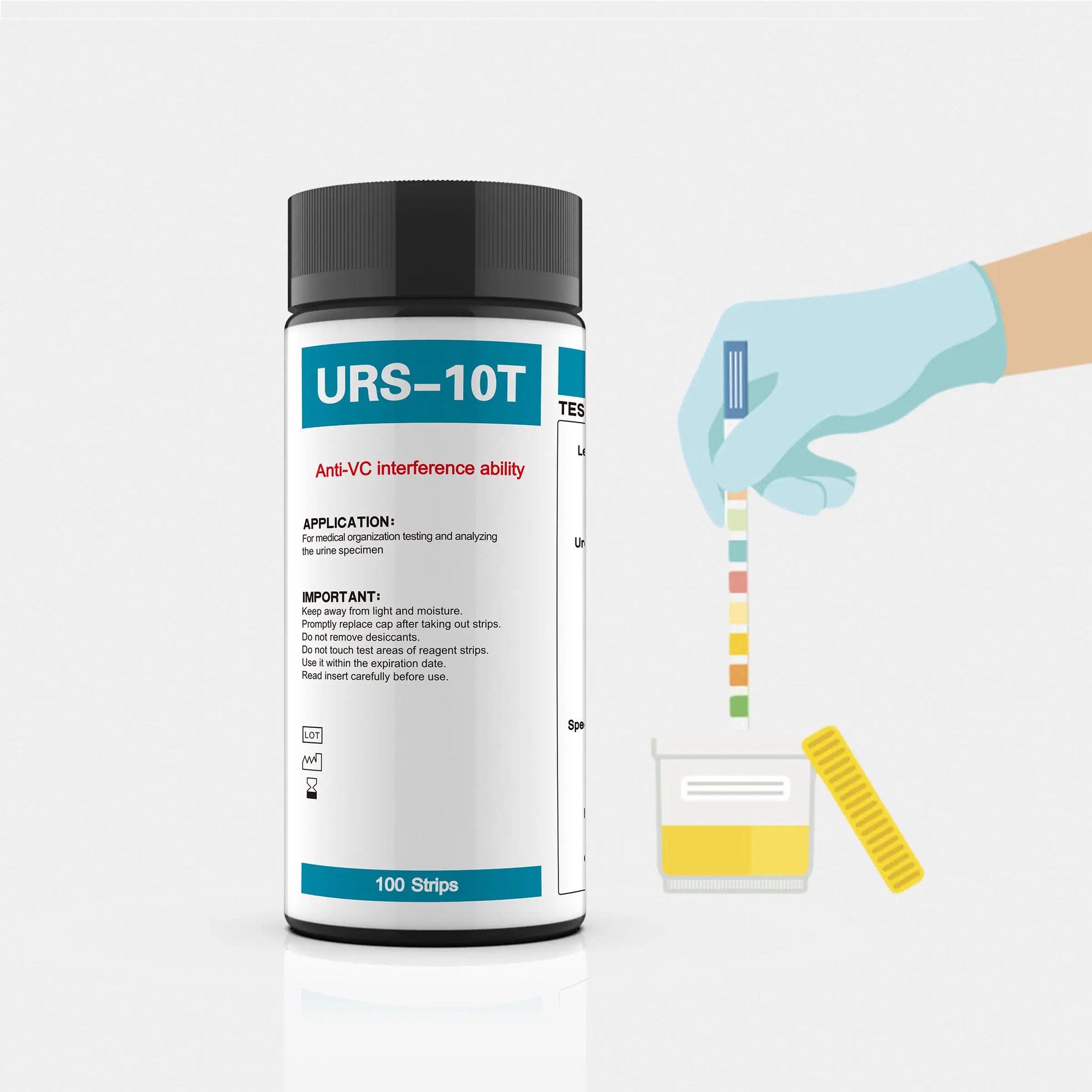 Urine Analysis Test Strips 10 in 1 Urs-10 Leukocytes Nitrite Ketone Body Hemoglobin