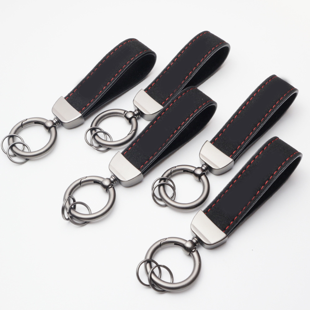 Suede Car Keychain Trendy Brand Key Cover Car Logo Men's High-End Pendant Anti-Static Cross-Border Supply Factory Goods