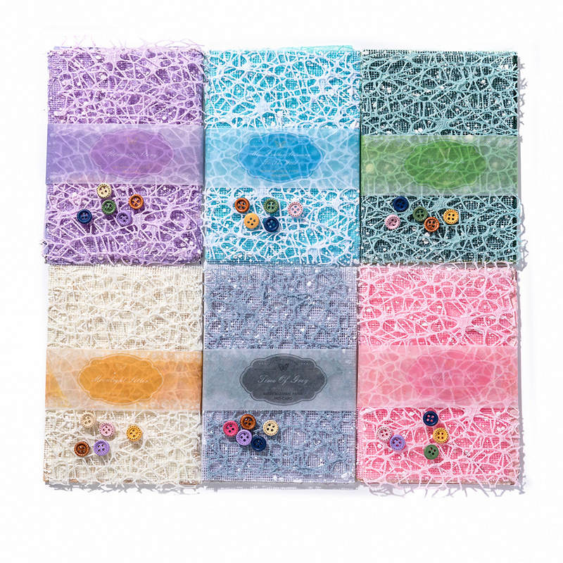 Momo Paper World Romantic Series 26 Pieces of Mixed Material Paper Salt Lace Grids Handbag Pain Bag Decoration