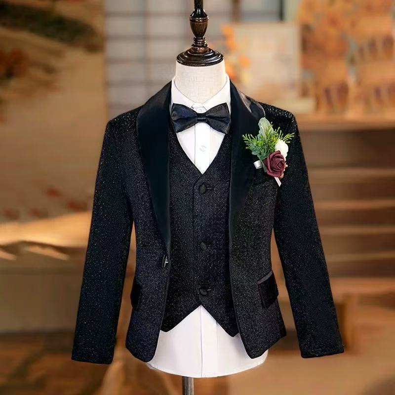 Sequin Children's Suit Set for Stage Performances, Evening Events, Host, Flower Boy, Boys' Runway Show Suit, Piano Shiny Stage Outfit