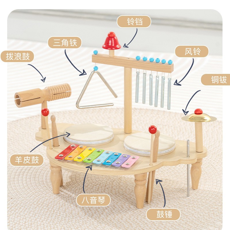 Customized Processing of Pictures and Samples, Oem Printing of Logos, Wooden Multi-Functional Music Stand, Drum Set, Kidsren's Toy Factory