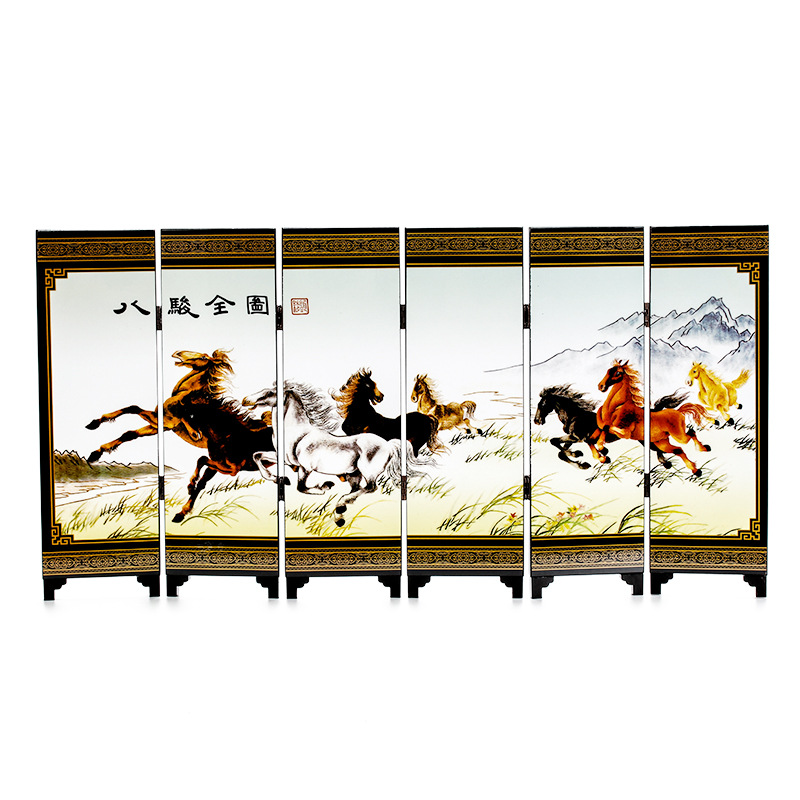 New Chinese style antique eight juntu small screen office desktop home living room study decoration creative decoration folding
