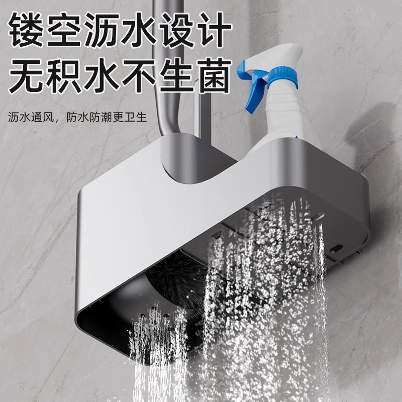 Toilet Brush Household Long Handle Punch-Free Gun Gray Toilet Brush Bathroom Cleaning Set Toilet Artifact