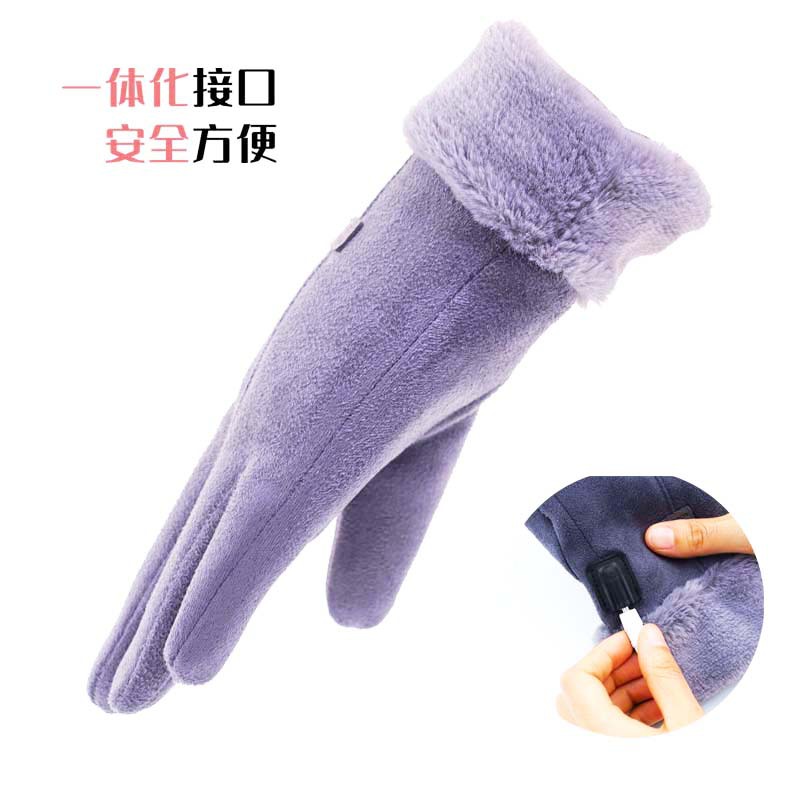 2025 USB Heated Gloves Suede Touch Screen Cycling Warm Plus Velvet Intelligent Temperature Control Cold-Proof Gloves