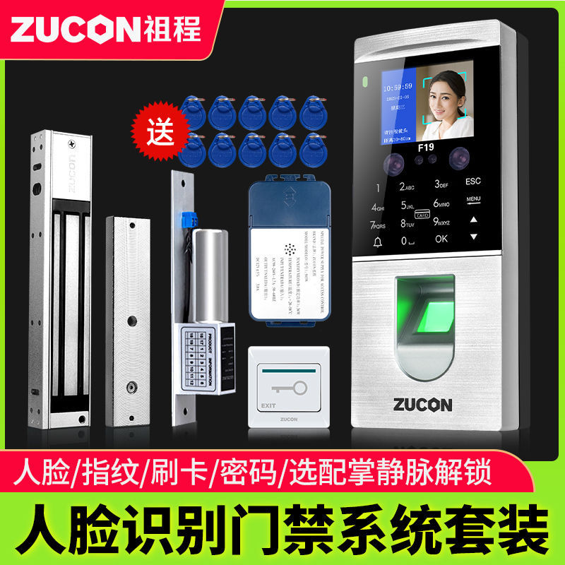 Система контроля доступа Zucheng F19, комплект с отпечатком пальца для стеклянных и деревянных дверей, электрический замок