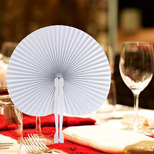 Эксклюзивный кросс-бордерный белый круглый бумажный вентилятор для свадеб, складной вентилятор, пустой круглый бумажный вентилятор, рекламный вентилятор