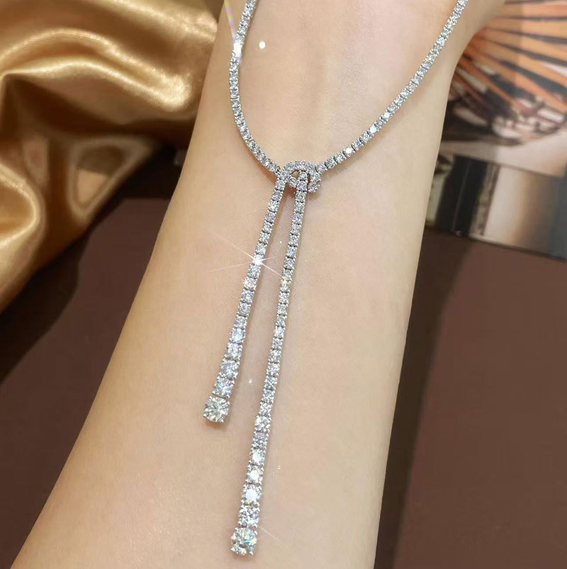 Pt950 Platinum Tassel Necklace Laboratory Cultured Diamond Necklace Custom 18K Gold Necklace Banquet Luxury Necklace for Women
