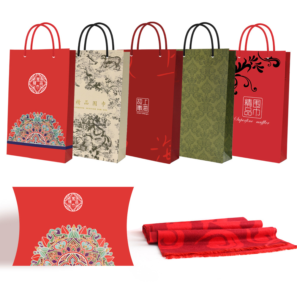 High-grade in stock scarf scarf gift box handbag annual meeting gift silk scarf ingot box packaging suit