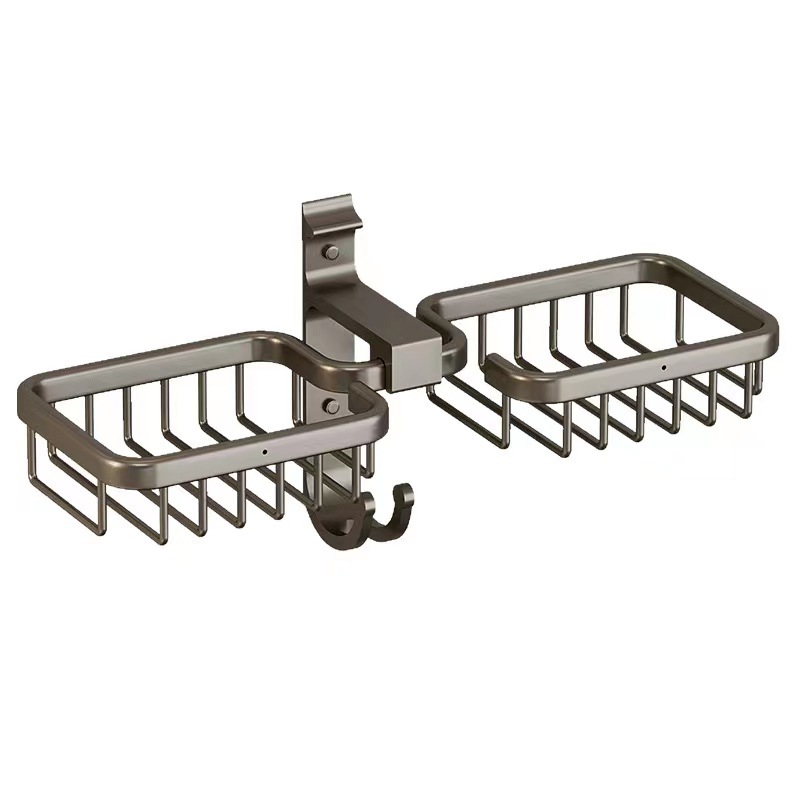 Soap Box Punch-free Wall-mounted Draining Soap Rack Space Aluminum Bathroom Rack Household Soap Box Toilet