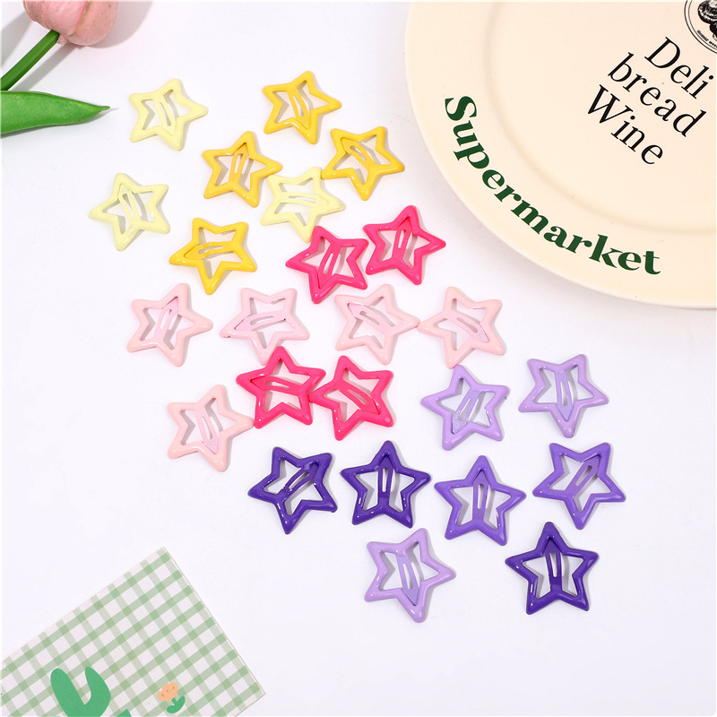 Colorful Star Hair Clip Y2K Dopamine Oil Dripping Hair Clip Five-Pointed Star Bb Clip Cute Bangs Side Broken Hair Clip