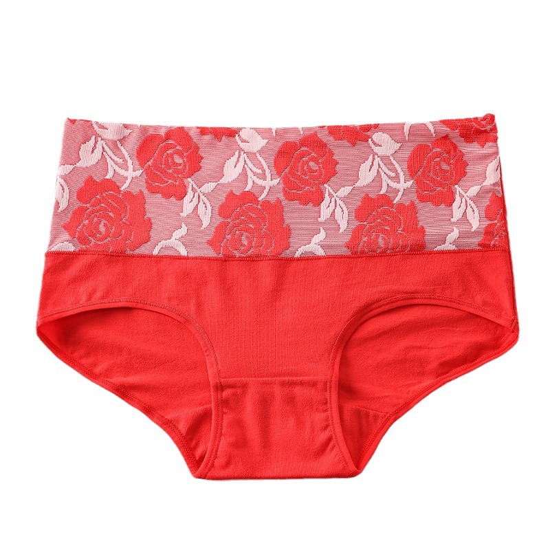 European and American Cross-border temu High Waist Women's Physiological Underwear Women's Pure Cotton plus size Jacquard Breathable Shorts for Women