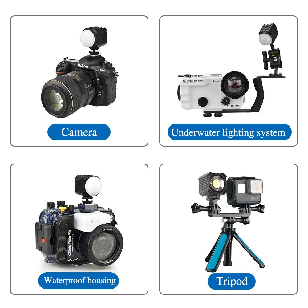 Customized 2000 Lumens Amphibious Lighting Underwater Fill Light Rechargeable Lighting Night Diving Waterproof Photography Light