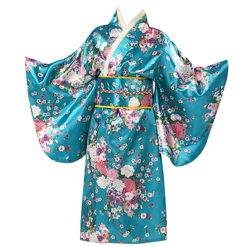New Girls Kimono Japanese Traditional Improved Printed Cardigan Pajamas Robe Small Flower Formal Kimono Suit Dropshipping
