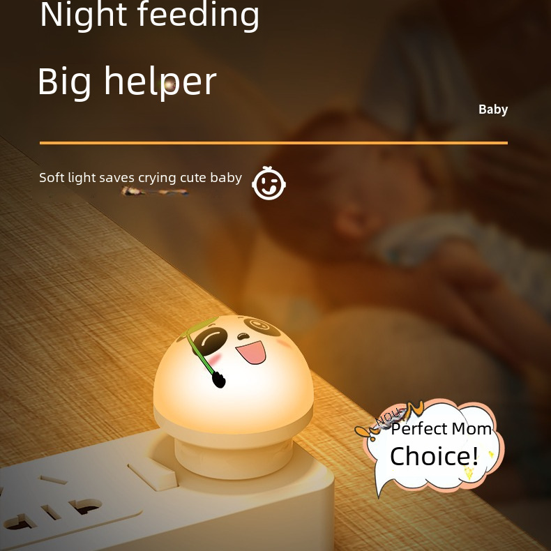USB night light Smiley panda voice night light eye protection color changing English intelligent voice light color voice control light
