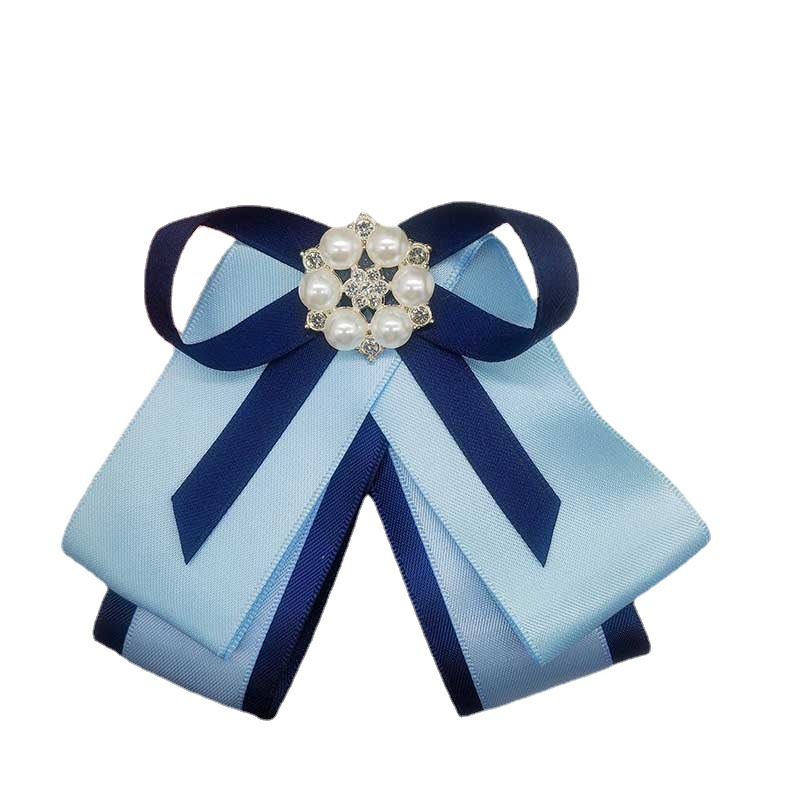 Bank Tie Collar Flower Professional Head Flower Net Pocket Blue suit Korean Style College Style Work Clothes Accessories Bow