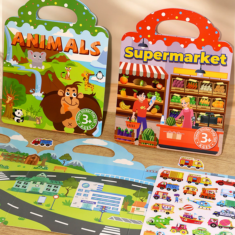 Книга с наклейками Jelly, тихая книга, DIY, развлекательные наклейки для детей, образовательная головоломка для 3-6 лет