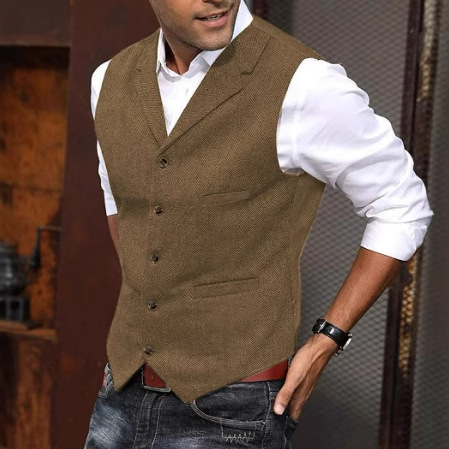Мужской бизнес-жилет из шерсти, винтажный жилет в британском стиле, slim жилет с хорошей посадкой