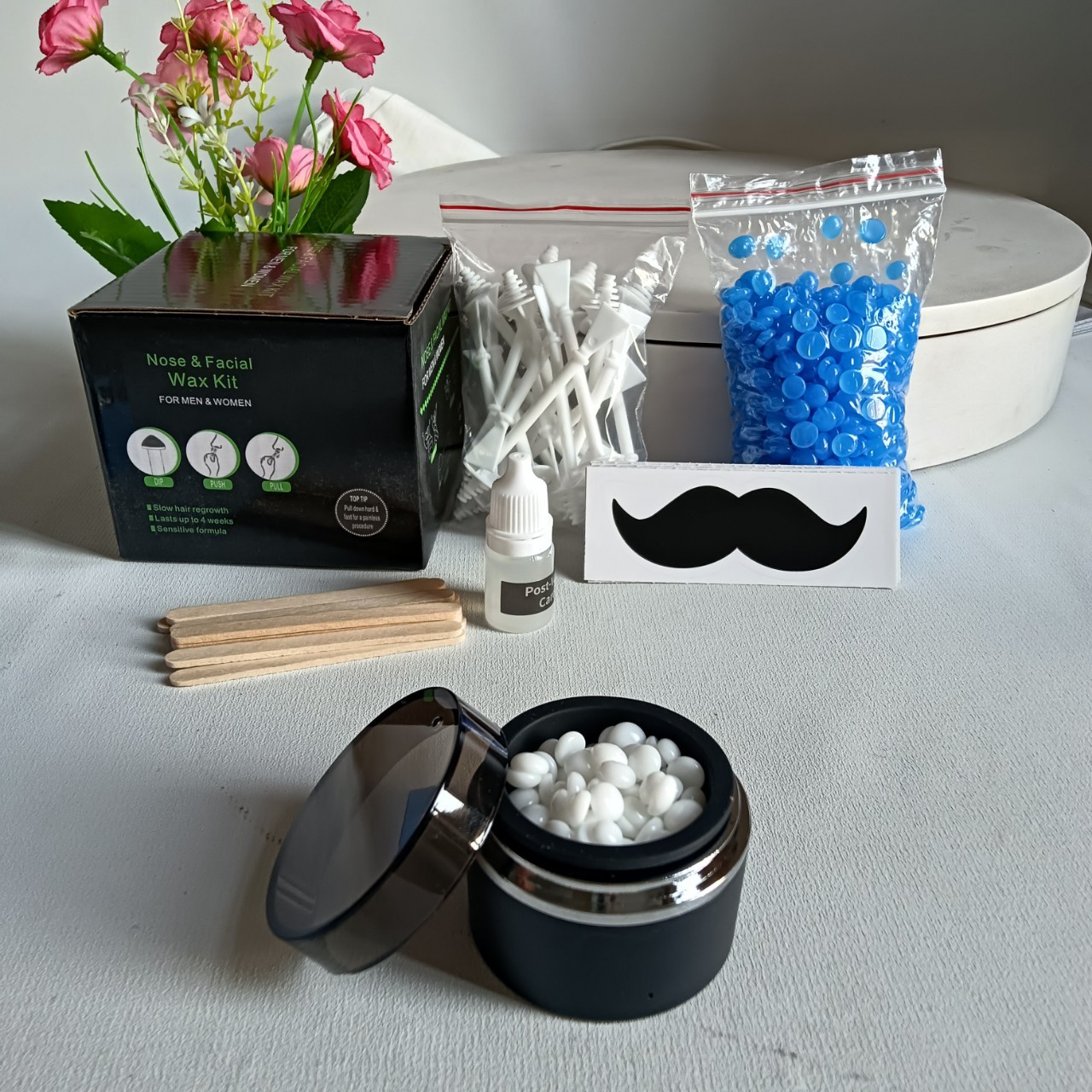 Round Mini Nose Hair Removal Wax Machine Portable USB Small Mini Area Shaver Eyebrow Removal Kit