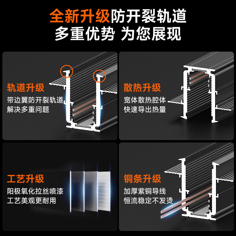 Magnetic Track Light Design Combination Package New Living Room Without Main Light Lighting Embedded Led Line Light Thickeneded Version