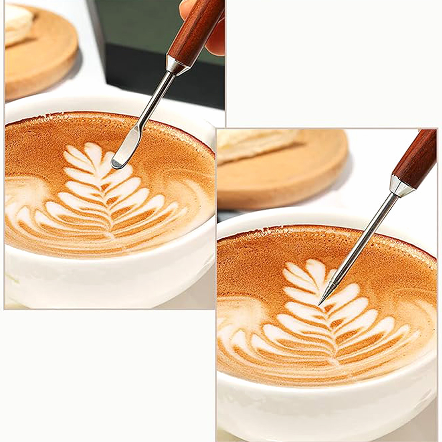 Fancy Latte Art Hook Needle Carving Stick Coffee Latte Art Needle Rosewood Handle Carving Needle Coffee Latte Art Utensils