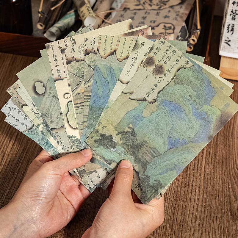 Китайский стиль Материальная бумага Чернильная ароматическая книга Серия древнего стиля Журнал с сожжённым текстом Декоративная основная бумага