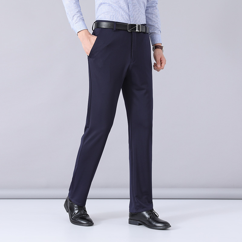 Business Suit Pants Men's Casual Dress Pants Formal Men's Pants Spring and Summer Thin Slim Straight High Elasticity Black Dress Pants