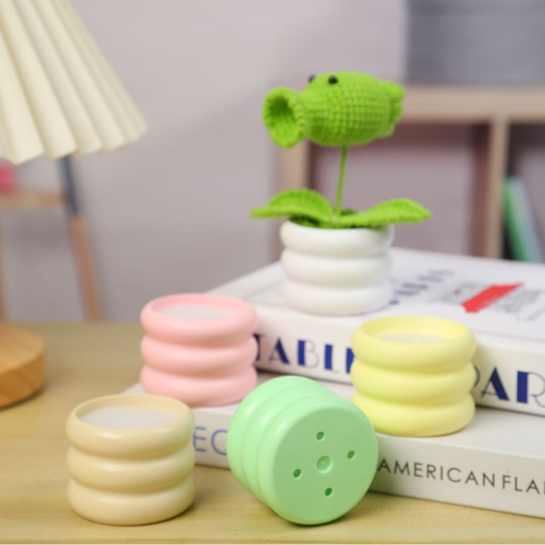 Оптовая продажа пластиковых цветочных горшков в форме пончика, мини бонсай, суккуленты, DIY настольные украшения, имитированный газон