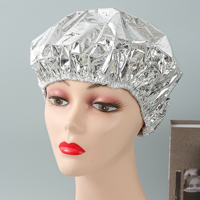 Disposable pp tin foil cap waterproof hair foil cap fashion shower cap care evaporation cap constant temperature hair film