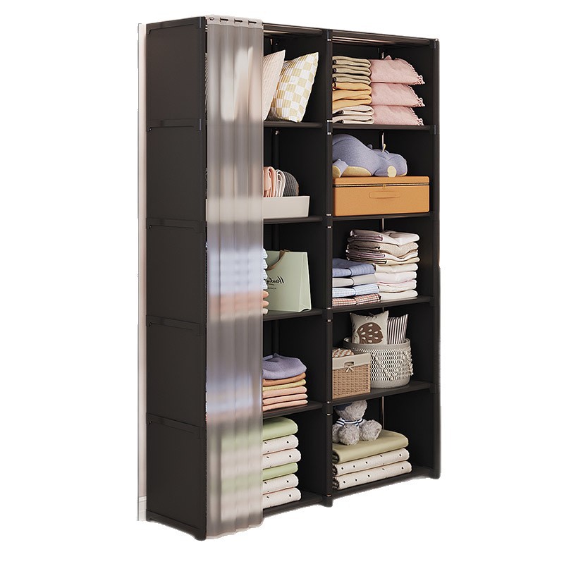 Simple Wardrobe Dust-Proof Curtain Storage Cabinet Locker Supermarket Student Dormitory Bedroom Clothes Cabinet Home Wardrobe