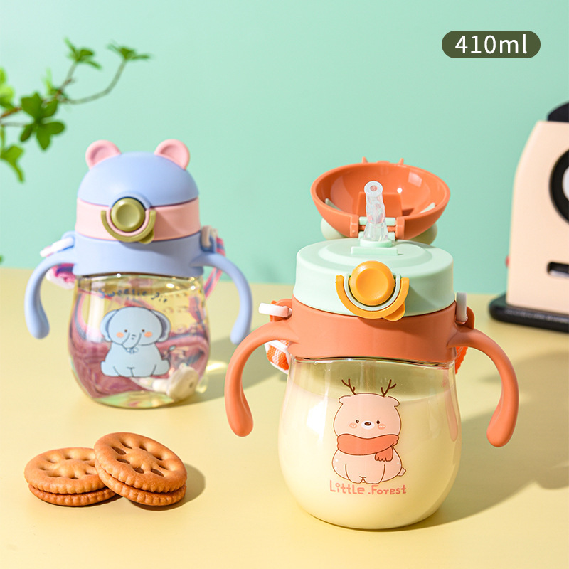 Children's drinking cup drinking cup straw new large capacity baby kindergarten plastic cup drinking cup kettle handle