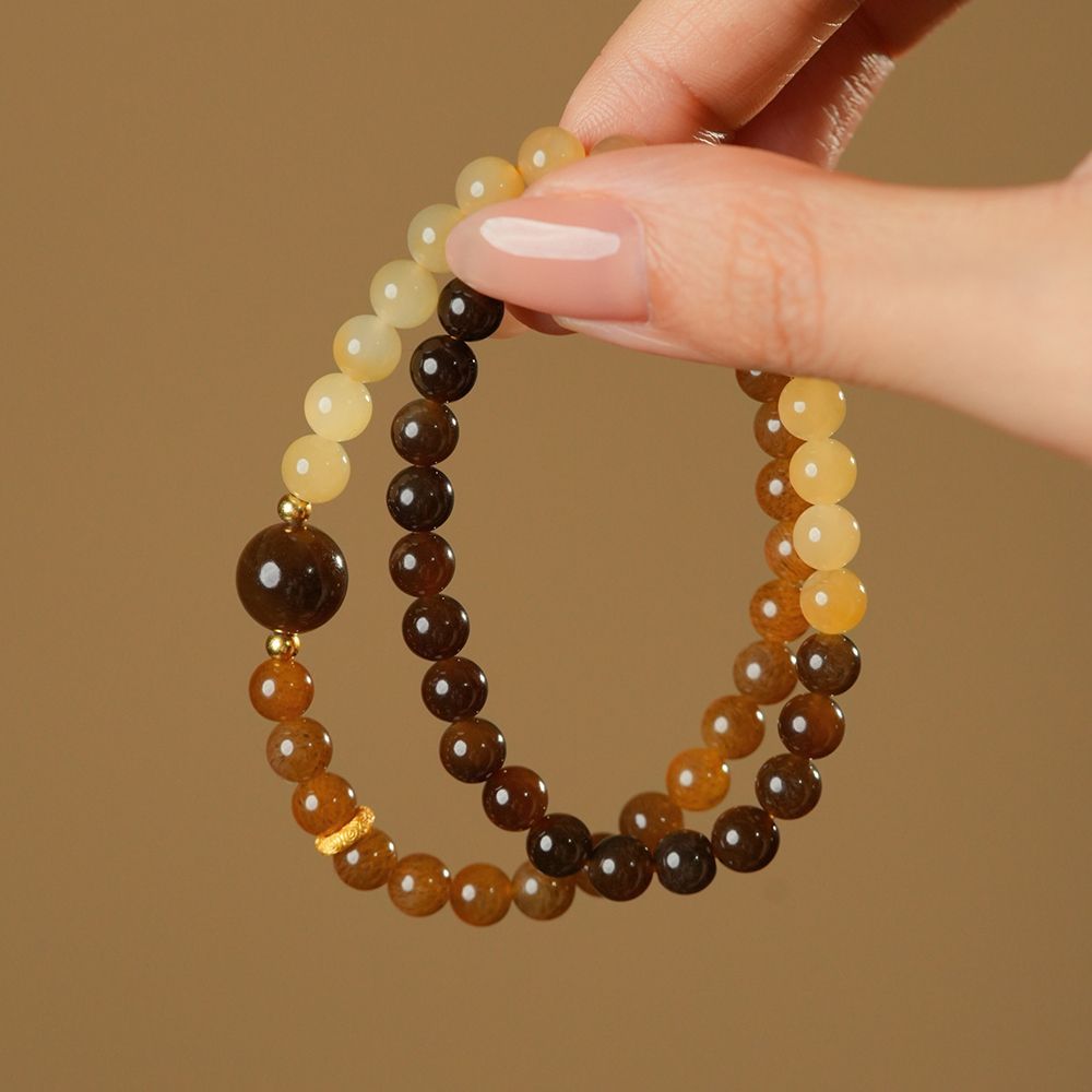 "Утро и Вечер" Сахар Циэмо Синьцзян Хэтиань Нефрит Сахар Нефритовый Браслет Женский Коричневый Сахар Двойной Кольцевой Браслет Нефрит