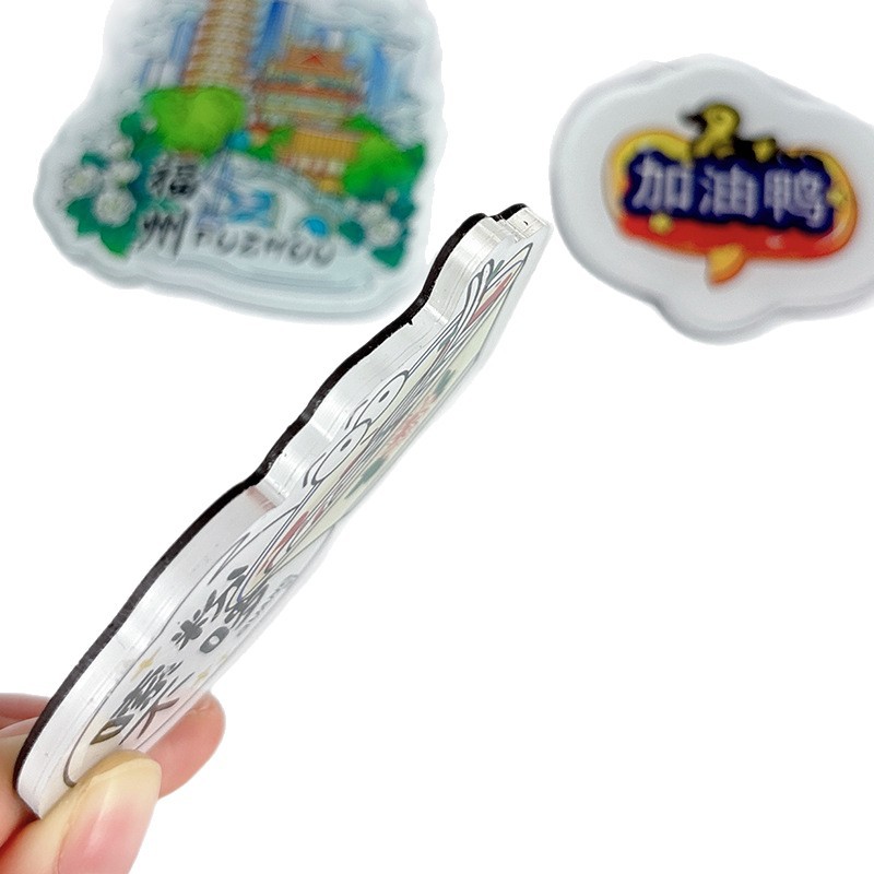 Acrylic Refrigerator Magnets Custom DIY Creative City Animation 3D Magnetic Stickers Cartoon Soft Magnet Cultural and Creative Products Customizable