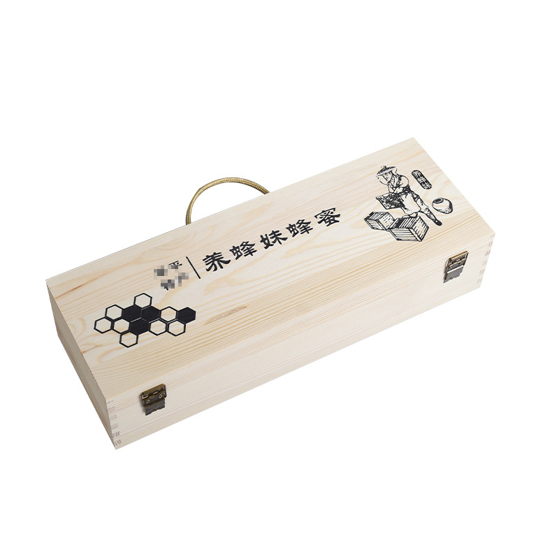 Wooden Honey Box Gift Packaging New Year Gift Box Honey Gift Box Wooden Portable Pine