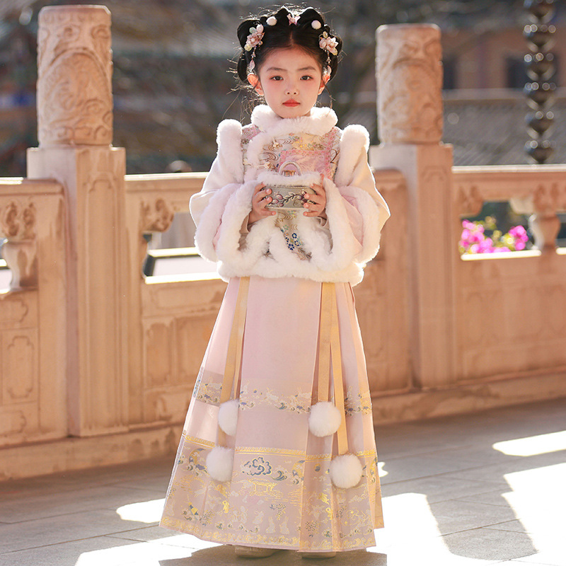 Girls' Hanfu Set Traditional Style Princess Dress Winter 2025 New Children's Gege Outfit Hanfu Winter Style