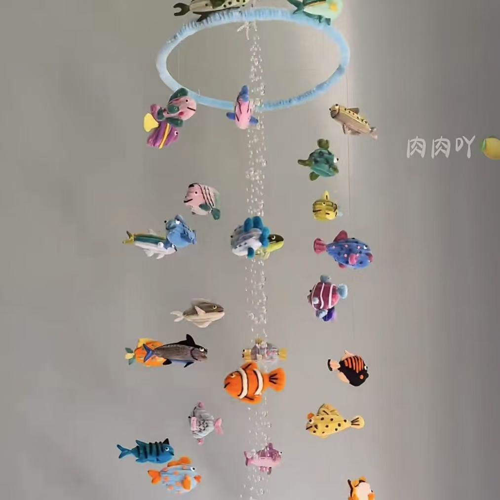 Little Red Book's Same Style Twist Stick Ocean Fish Wind Chime Aerial Hanging Material Package Handmade DIY Gift for Besties and Friends