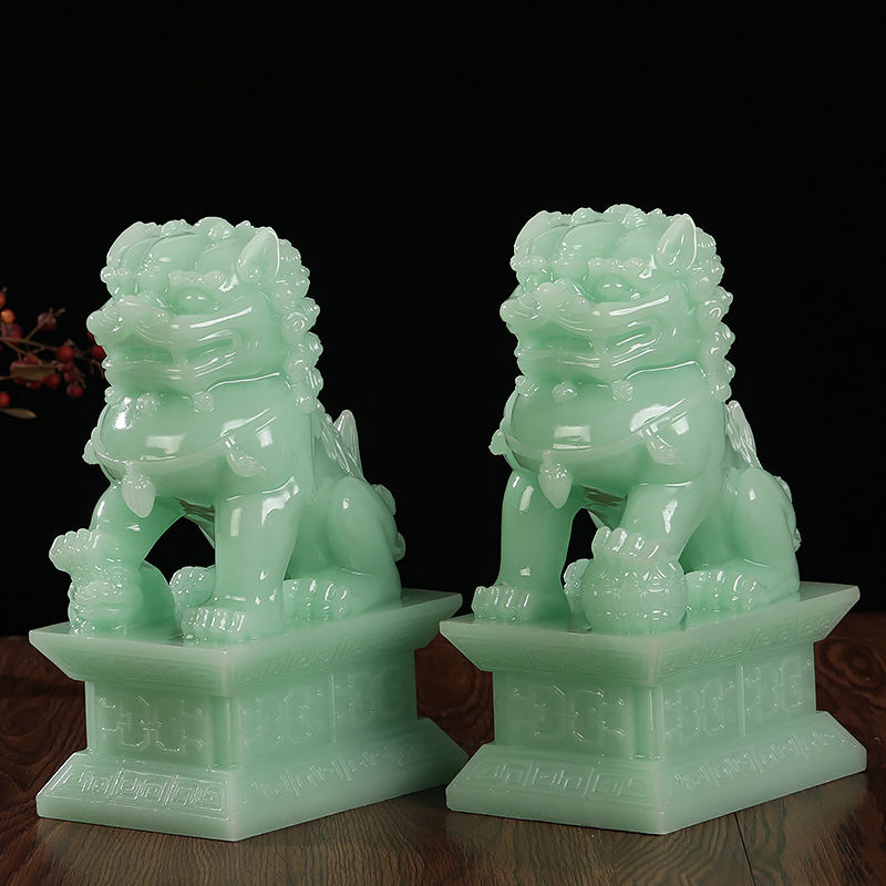 Пара львиных украшений для дома, веранды, гостиной, нефритовые изделия, офисные, магазинные, кассовые украшения