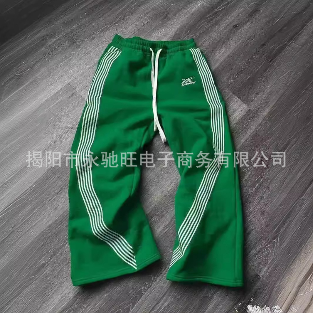 New Casual Loose Straight Trousers Striped Casual Pants Men's Summer Fashion Trendy Brand American Style Distinctive Street Hip Hop