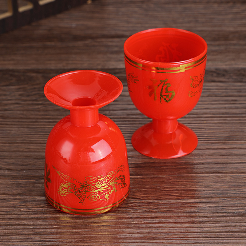 Wedding Tea Cups, Wedding Bowls, Wedding Plates, Plastic Red Festive Plates, Worship Cups, Dragon and Phoenix Blessing Bowls, Offering Bowls, Dessert Bowls