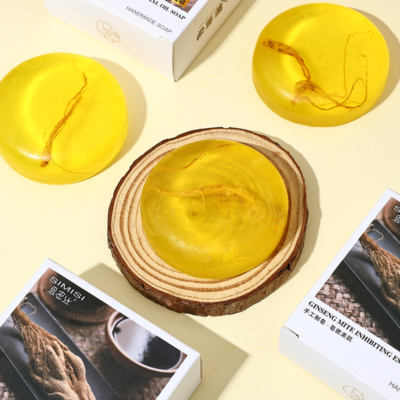 【Simis】 Ginseng Soap Sophora Flavescens Essential Oil Soap White Box Handmade Soap Cleansing and Moisturizing 80g