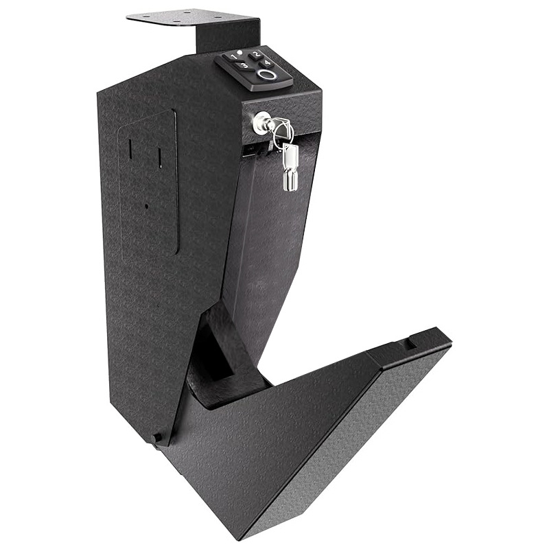 Amazon Side-mounted Pistol Box Gun Box Blue Light Silent Fingerprint Password Key Bedside Table Desk Pistol Box Wholesale