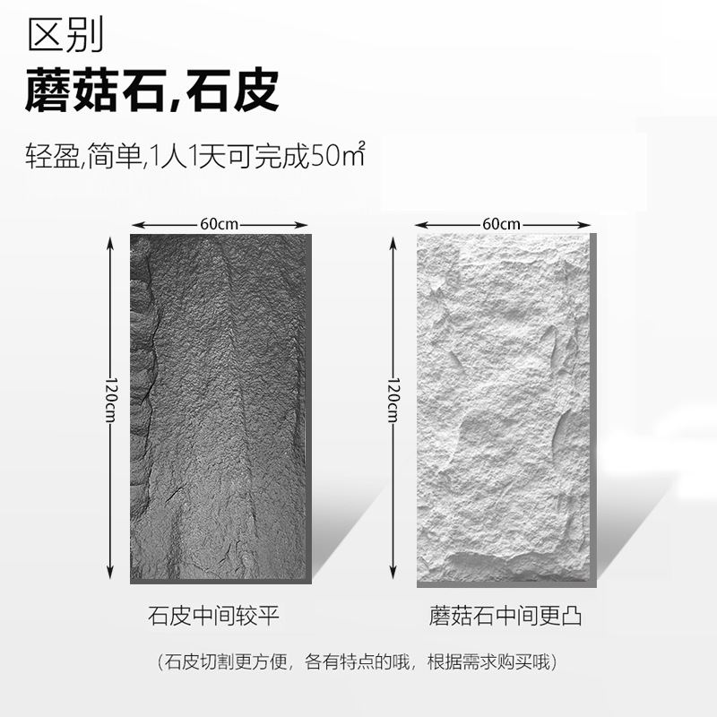 Huaguo Art Factory Supplies Pu Stone, Pu Mushroom Stone, Artificial Cultural Stone for Background Walls, Pu Simulated Waterproof Stone