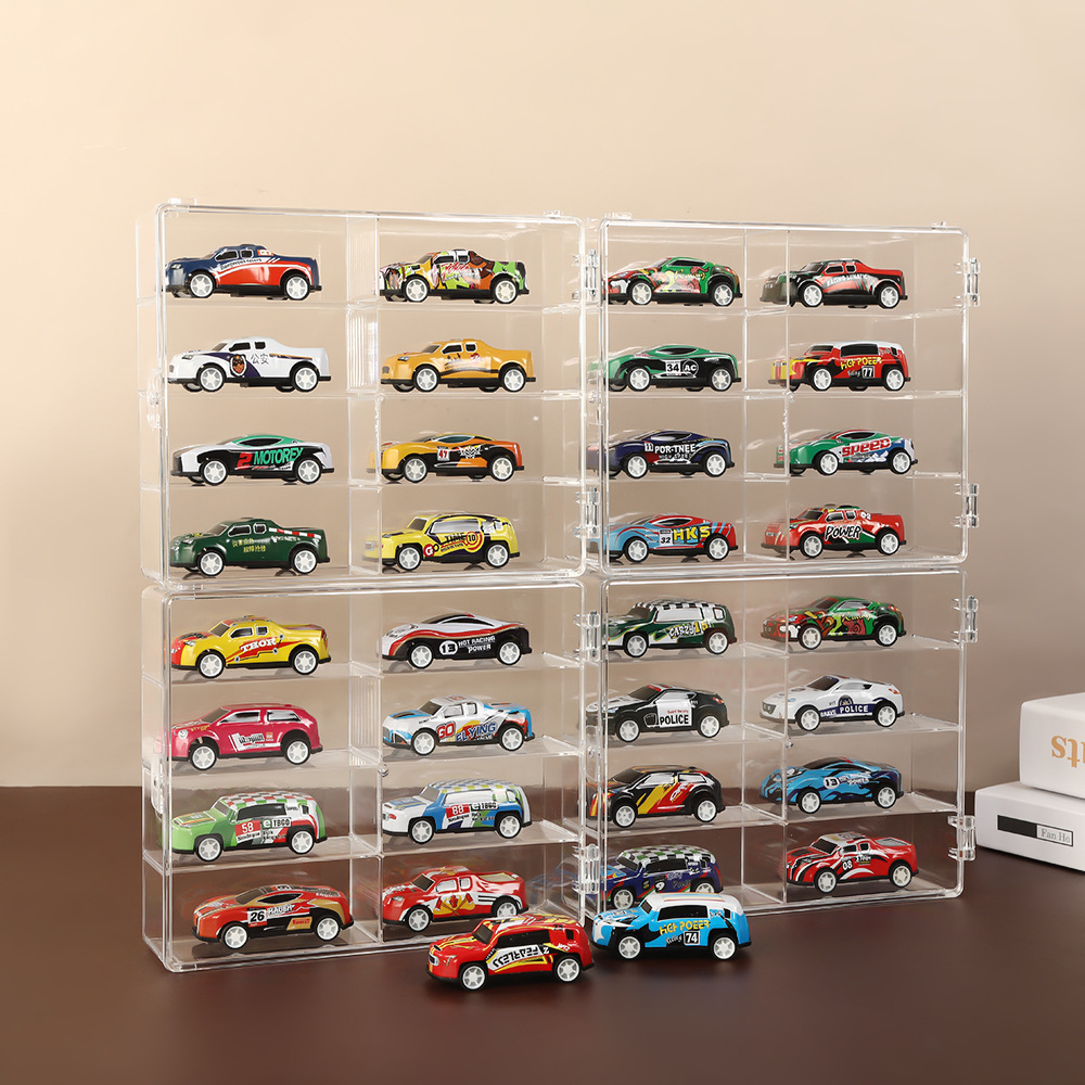 Hot Wheels Toy Storage Box Without Punching and Wall-Stickable Car Model Kidsren's Toy Storage Transparent Display Stand