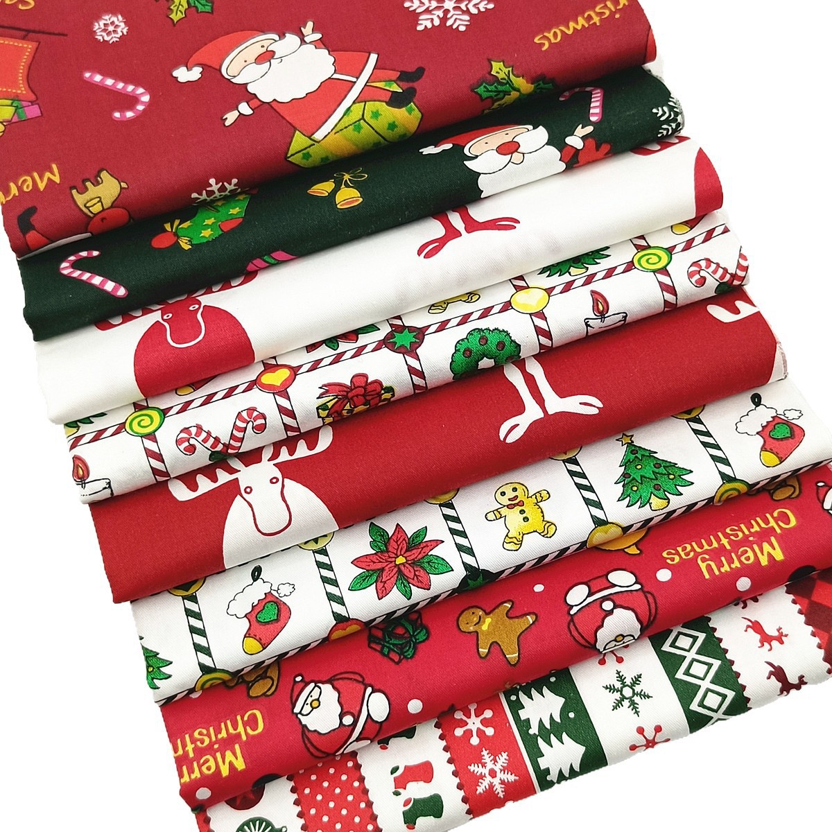 Cross-Border Cartoon Christmas Series Printed Fabric DIY Handmade Patchwork Cloth Set Christmas Decorative Cloth Small Cloth Head Cotton Cloth