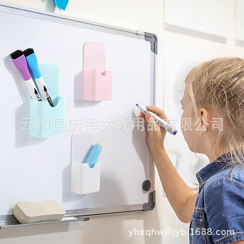 in stock children's magnetic Macaron whiteboard pen storage box refrigerator magnet hanging plastic pen container manufacturers wholesale